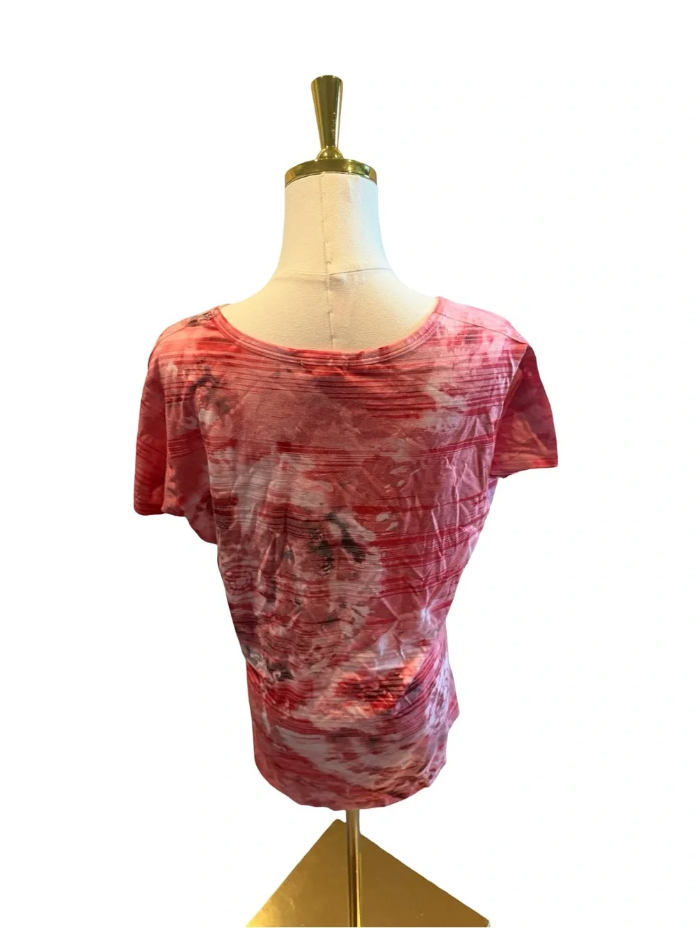 Madison & Berkeley Pink Tie-Dye V-Neck Short Sleeve Top